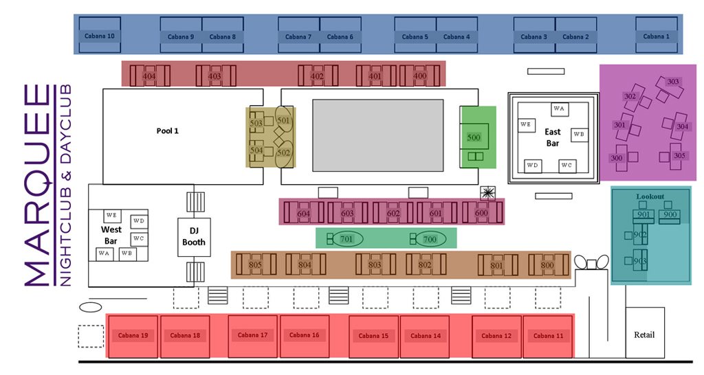 Marquee Dayclub table map