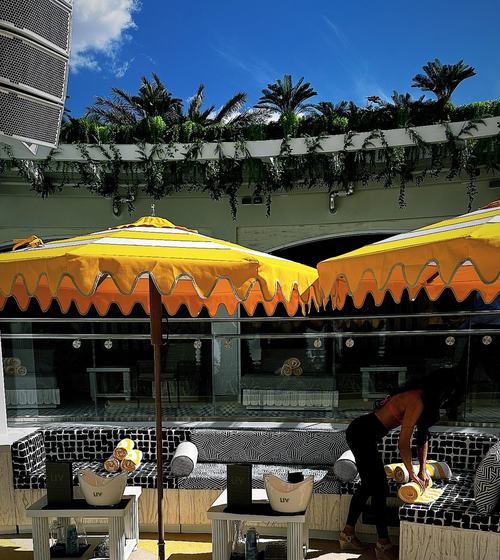 LIV Beach — Dance-floor daybeds
